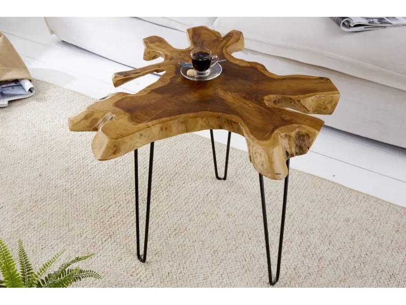 Table basse de 60cm design tronc d'arbre coloris naturel