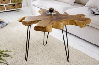 Table basse de 60cm design tronc d'arbre coloris naturel 2