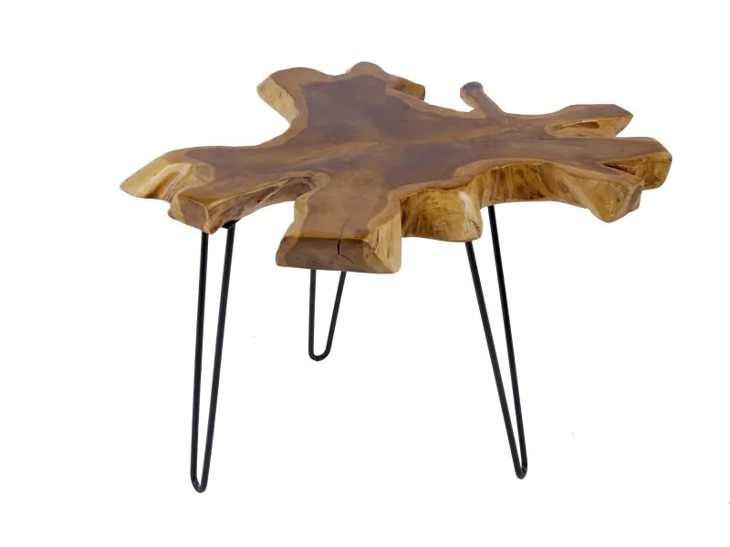 Table basse de 60cm design tronc d'arbre coloris naturel