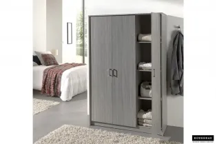 ARMOIRE 3 PORTES avec penderie coloris chêne gris