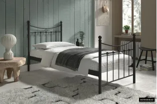 Lit adulte de 90x200 en métal coloris noir