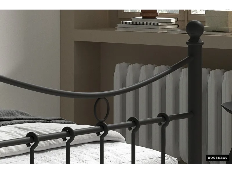 Lit adulte de 90x200 en métal coloris noir