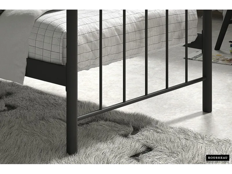 Lit adulte de 90x200 en métal coloris noir