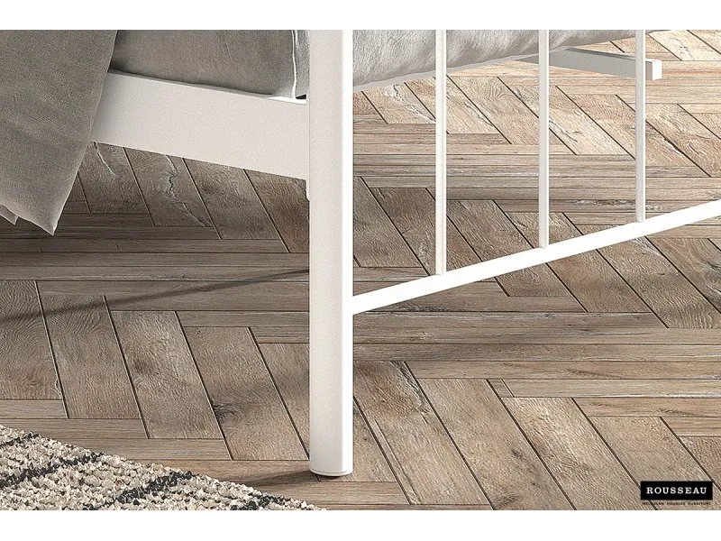 Lit pour adulte de 140x200 cm en métal coloris blanc