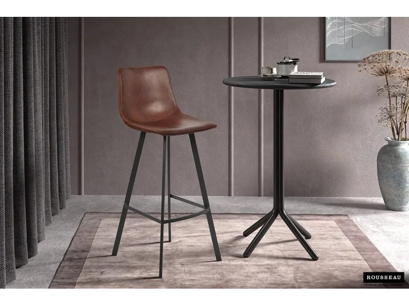 Tabouret de bar design en similicuir coloris marron
