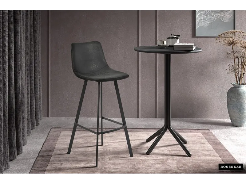 Tabouret de bar design en similicuir coloris noir