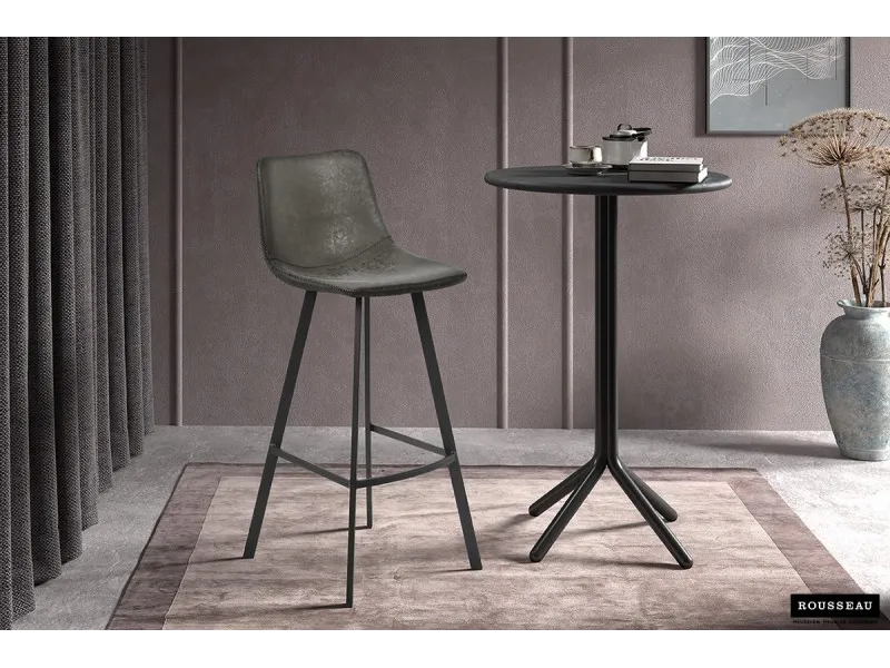 Tabouret de bar design en similicuir coloris gris