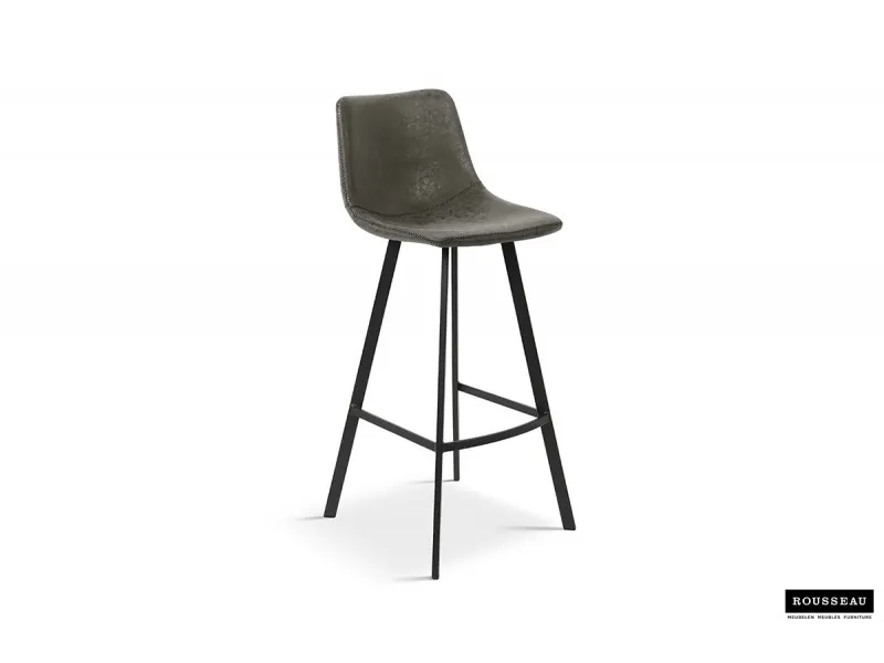 Tabouret de bar design en similicuir coloris gris