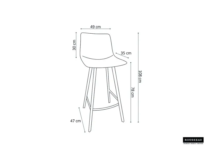 Tabouret de bar design en similicuir coloris Cognac