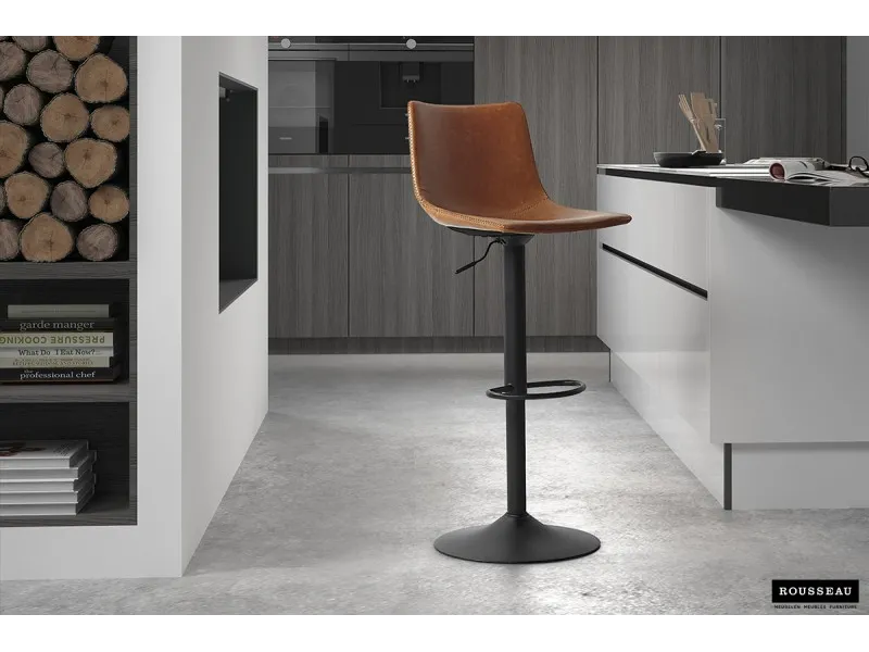Tabouret de bar design coloris cognac