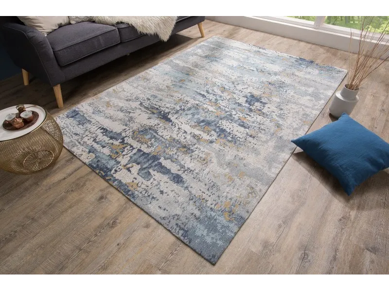 Tapis style rétro de couleur Bleu de 240x160cm