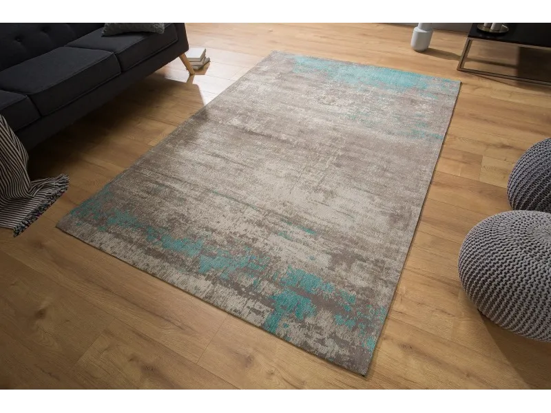 Tapis style rétro de couleur bleu grège de 240x160cm