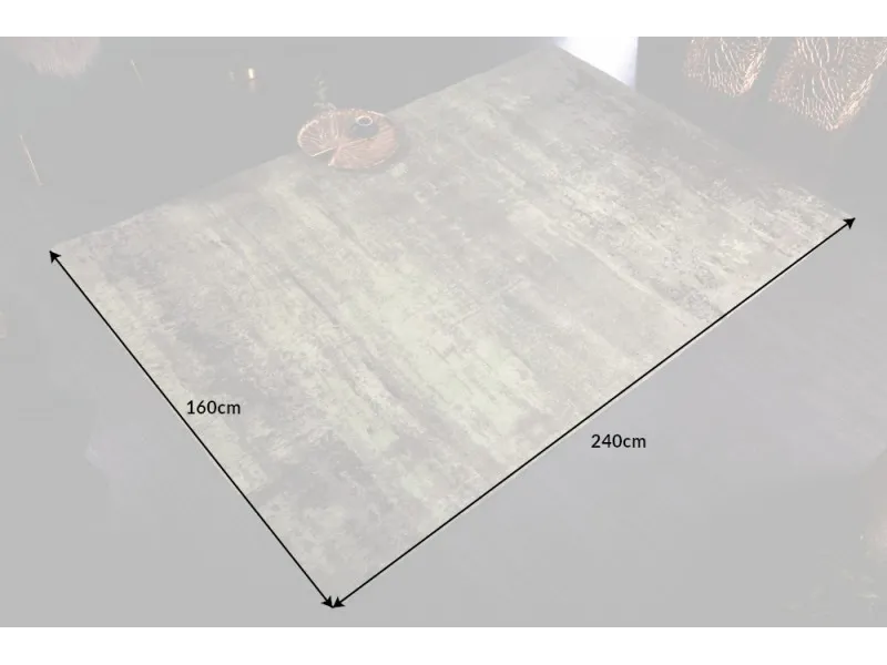 Tapis style rétro de couleur vert beige de 240x160cm