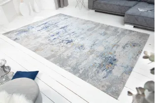 Tapis contemporain de 350x240cm coloris gris bleu