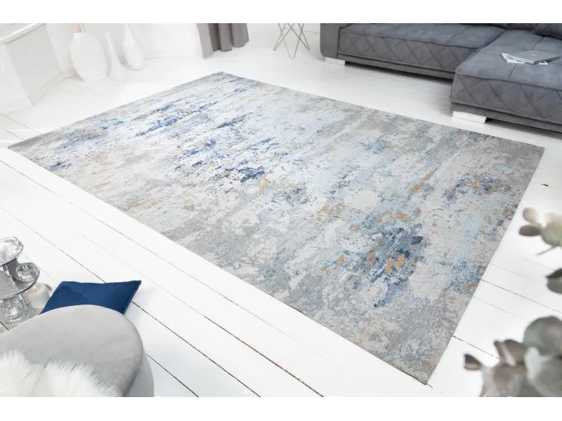 Tapis contemporain de 350x240cm coloris gris bleu