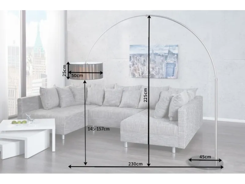 Lampadaire EXTENSO 230 cm Noir avec Base en Marbre