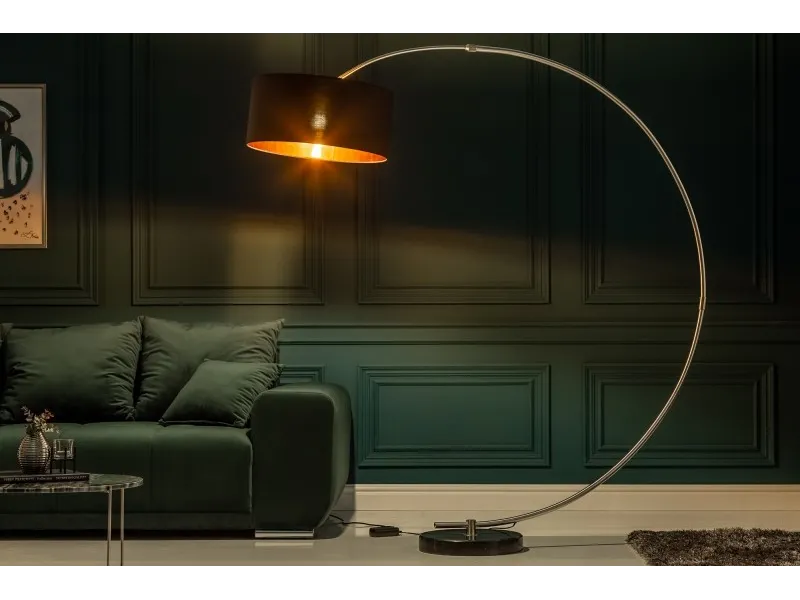 Lampadaire de 180cm extensible en arc noir et or