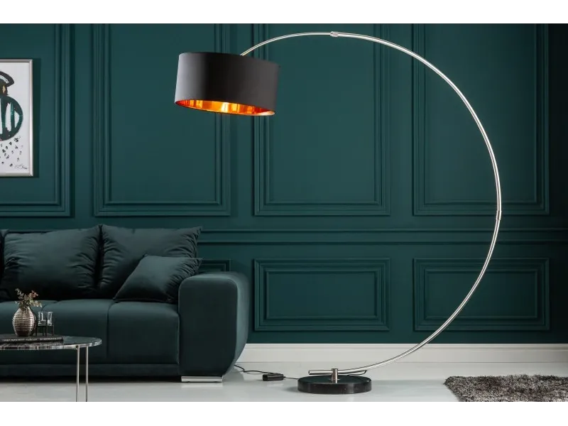 Lampadaire de 180cm extensible en arc noir et or