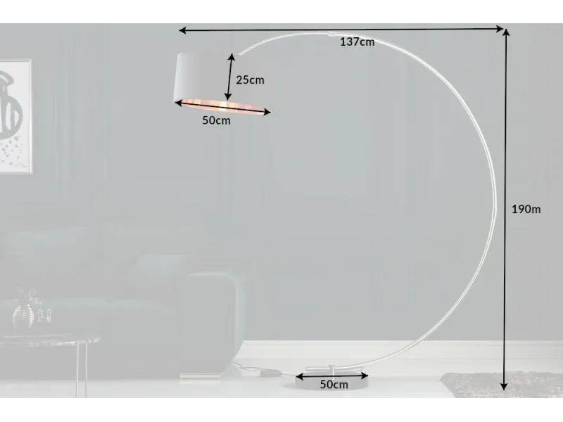 Lampadaire de 180cm extensible en arc noir et or