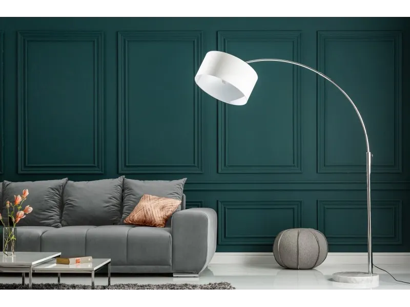 Lampadaire extensible design arc en lin blanc