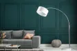 Lampadaire extensible design arc en lin blanc