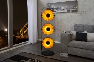 Ensemble de 3 lampadaires en acier inoxydable coloris noir et or