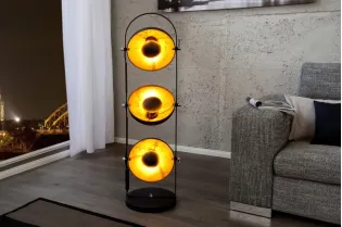 Ensemble de 3 lampadaires en acier inoxydable coloris noir et or 2