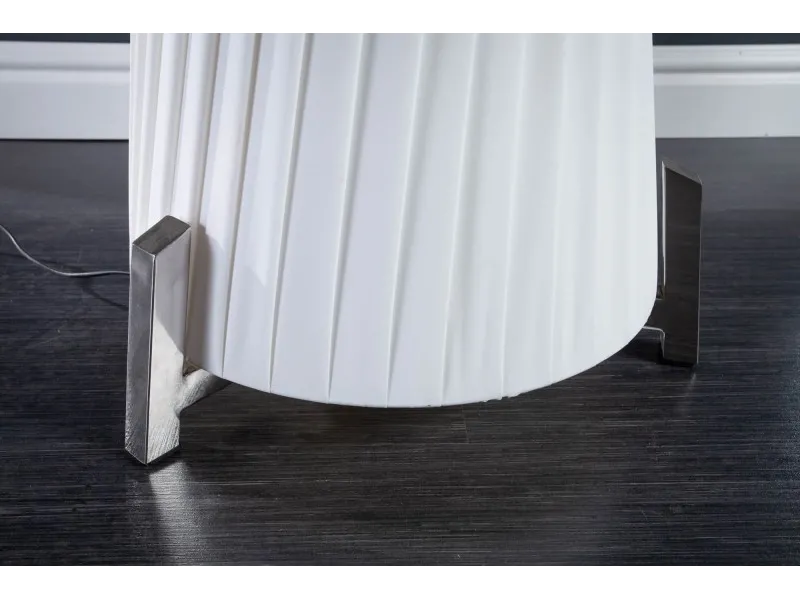 Lampadaire ovale 160 cm en tissu de latex plissé coloris blanc