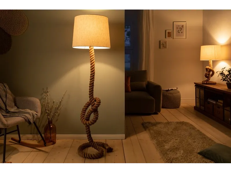 Lampadaire de 160 cm en lin écrue