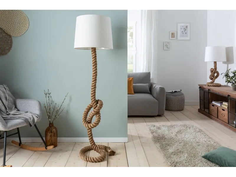 Lampadaire de 160 cm en lin écrue