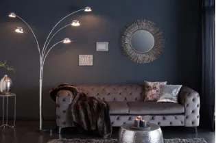 Lampadaire design spot à 5 lampes en métal argenté 2