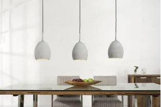 Ensemble de 3 lampes ovales suspendues en béton coloris gris