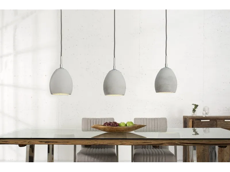 Ensemble de 3 lampes ovales suspendues en béton coloris gris