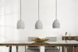 Ensemble de 3 lampes ovales suspendues en béton coloris gris