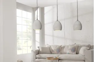 Ensemble de 3 lampes ovales suspendues en béton coloris gris 2