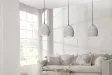 Ensemble de 3 lampes ovales suspendues en béton coloris gris