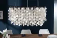 Lampe suspendue rectangulaire 80 cm avec des perles nacrées