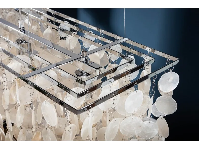 Lampe suspendue rectangulaire 80 cm avec des perles nacrées