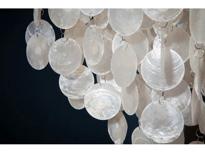 Lampe suspendue rectangulaire 80 cm avec des perles nacrées