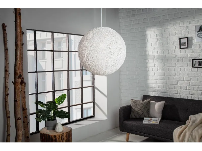 Lampe suspendue 45 cm design "COCOON" coloris blanc