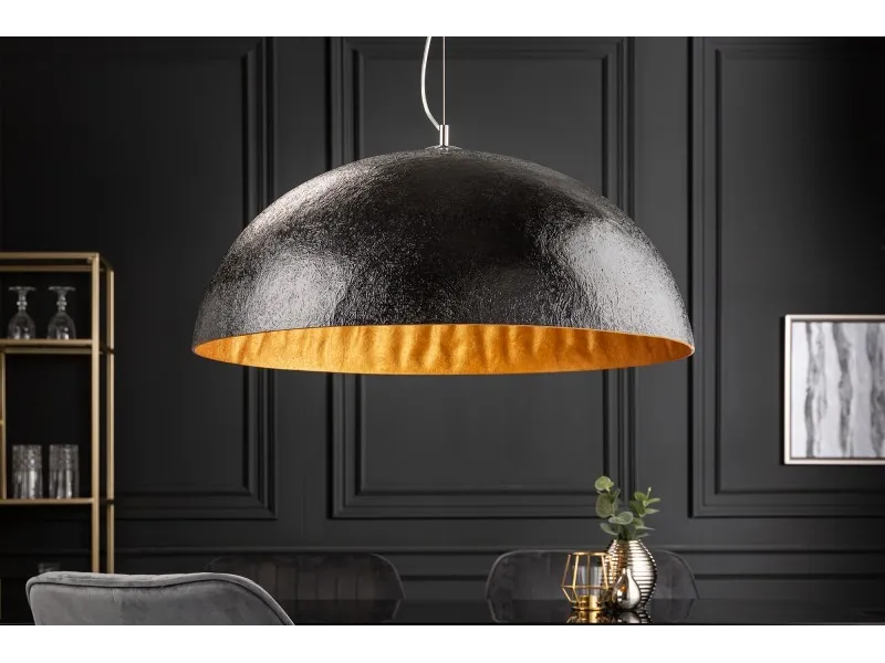 Lampe suspendue 70 cm design GLOW en fibre de verre coloris noir et or