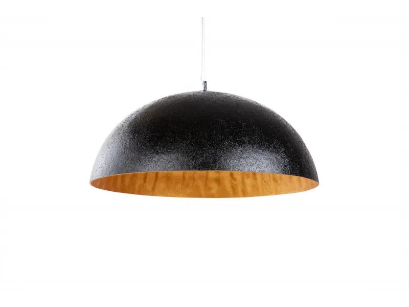 Lampe suspendue 70 cm design GLOW en fibre de verre coloris noir et or