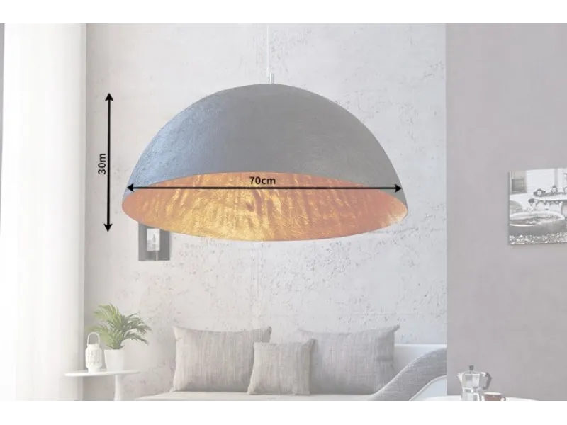 Lampe suspendue 70 cm design GLOW en fibre de verre coloris noir et or