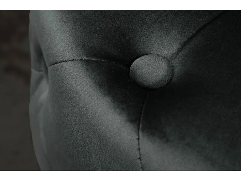 Tabouret Capitonné en Velours Noir avec socle Doré Chesterfield Design