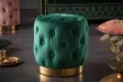 tabouret design baroque capitonné coloris vert foncé et doré