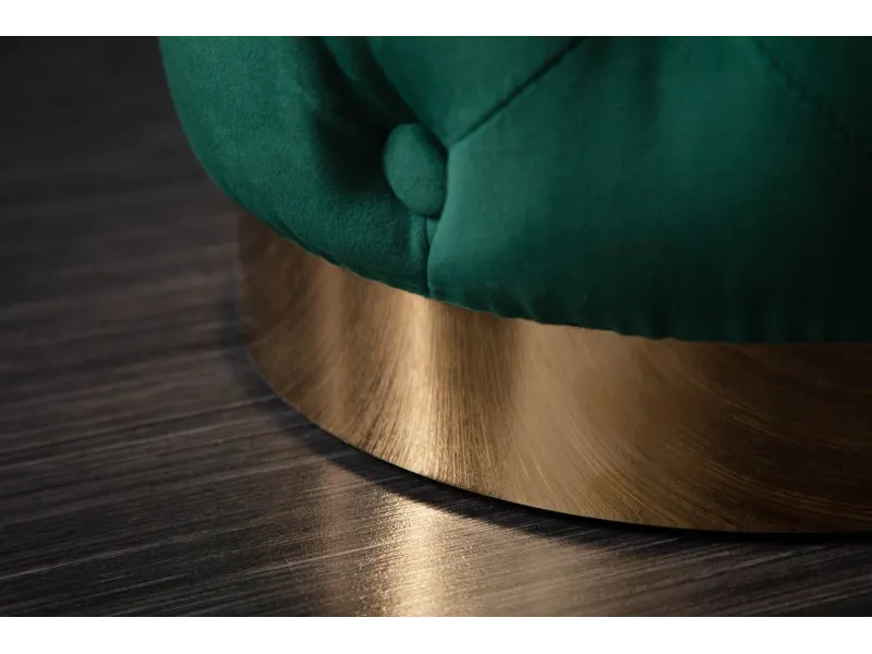 tabouret design baroque capitonné coloris vert foncé et doré