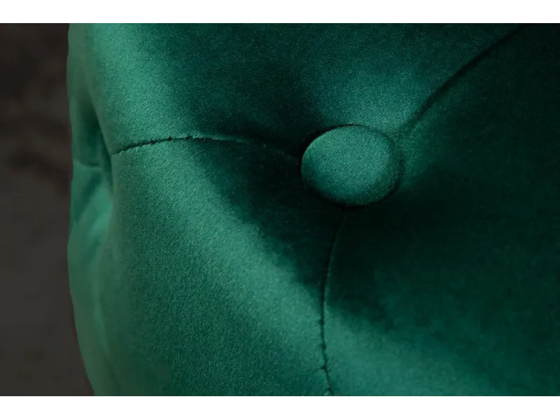 tabouret design baroque capitonné coloris vert foncé et doré