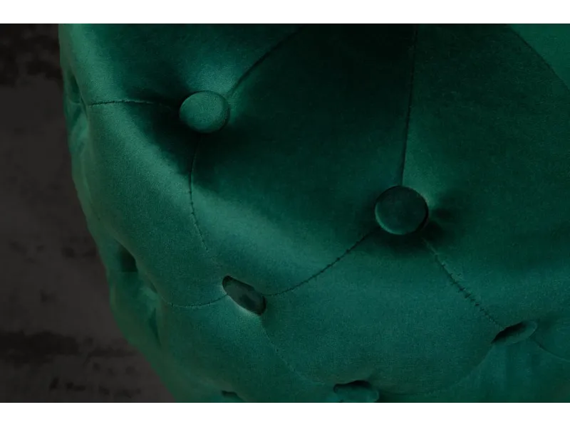 tabouret design baroque capitonné coloris vert foncé et doré