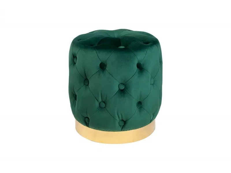tabouret design baroque capitonné coloris vert foncé et doré