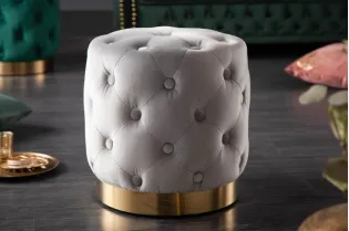 tabouret design baroque capitonné coloris gris foncé et doré